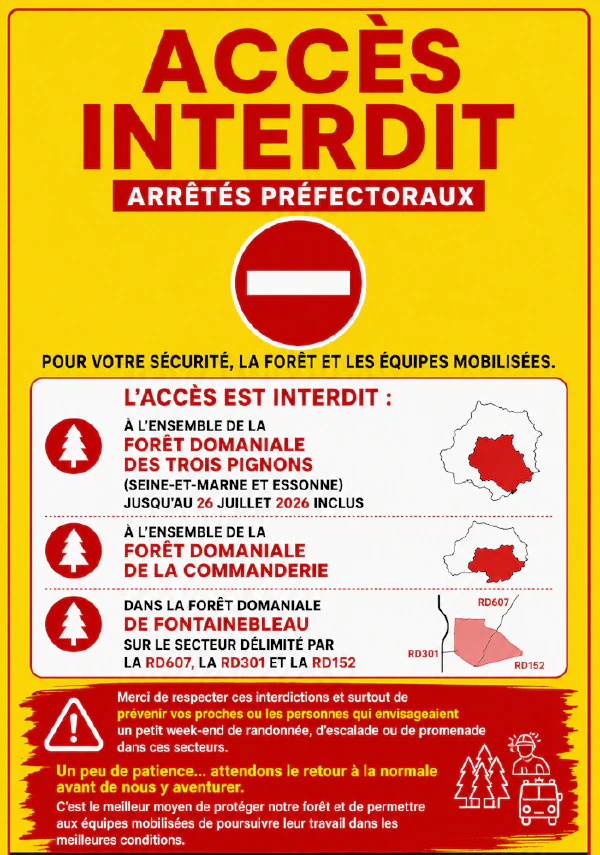 ⚠️ Accès interdit à plusieurs massifs forestiers